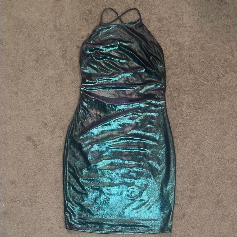 Elegant Teal Halter Dress